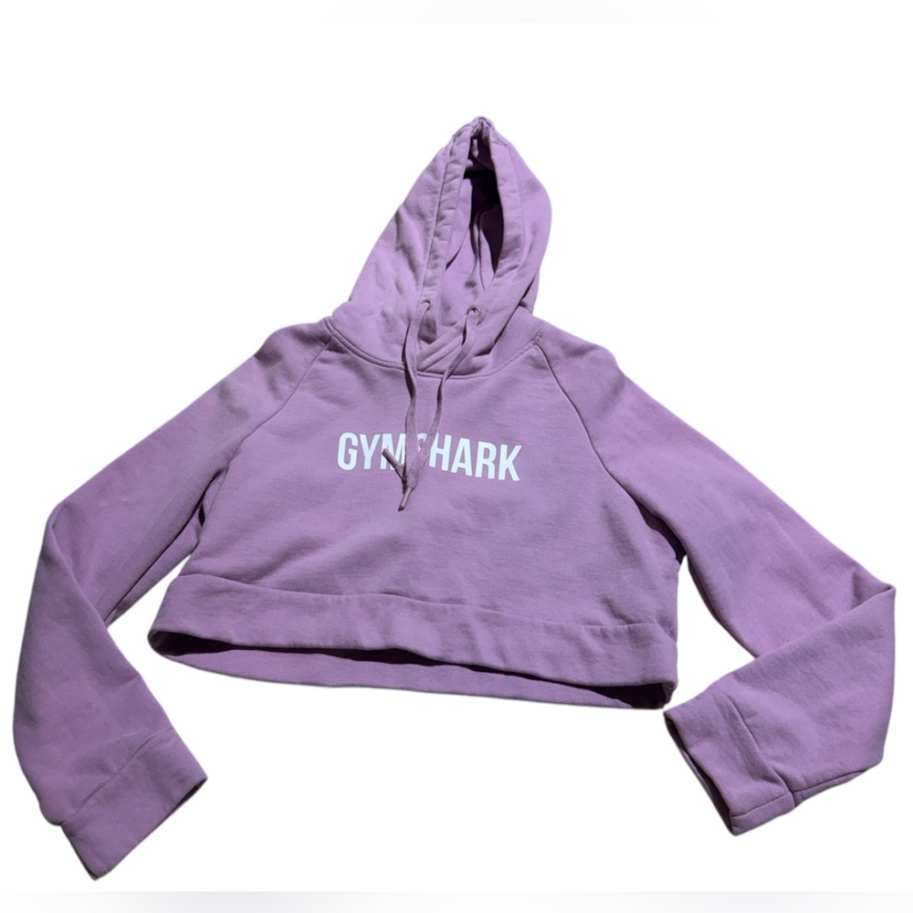 Lilac Purple Gymshark Cropped Hoodie Medium